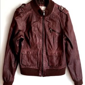 Maroon leather jacket